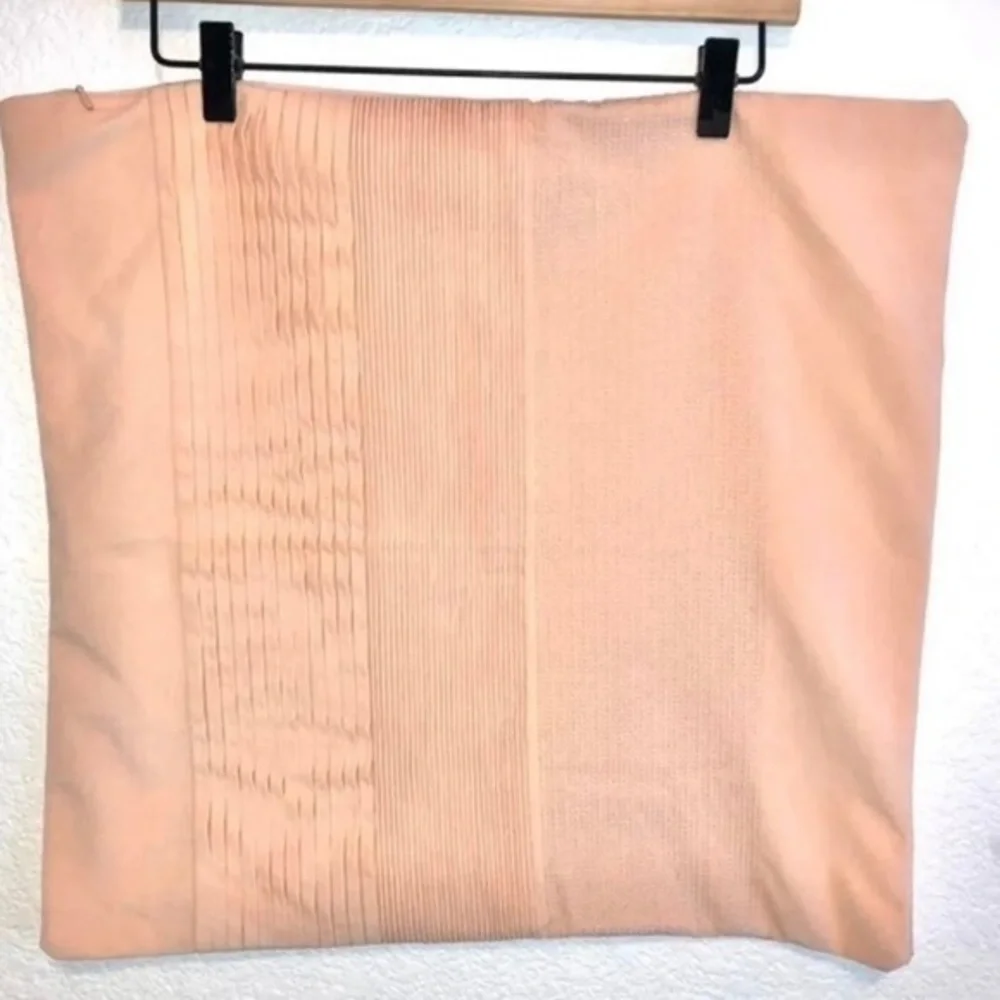 SOFT SQUARE PEACH PILLOW CASE WITH METALLIC SHIMMER DETAIL AND TINY RUFFLES